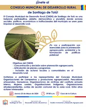 ¡Únete al Consejo Municipal de Desarrollo Rural de Santiago de Tolú!
